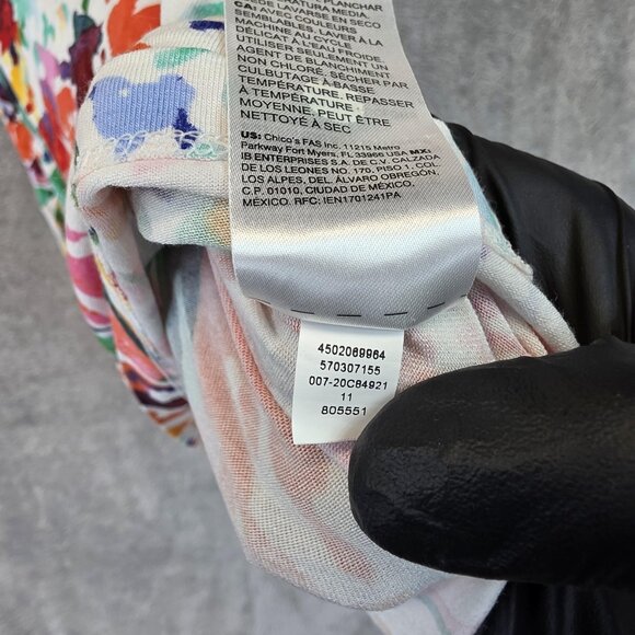Chico's Tank Top Womens Medium Multicolor Floral Rayon Spandex Sleeveless Casual - Picture 8 of 9